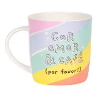 Caneca Ceramica 400ml - Frases Cores e Amores Com Cafe | Presente Criativo